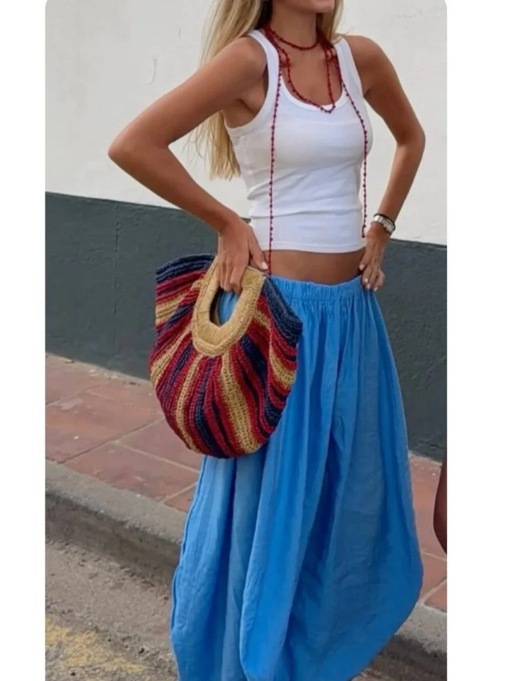 Zara NWT flowy volume pants blue